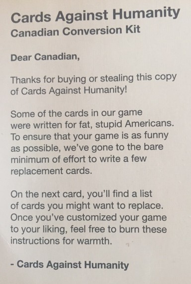 CAH Canadian Card