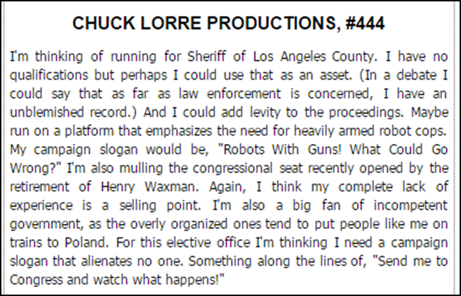 Chuck Lorre Vanity Card